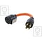 Ac Works Adapter Cable, STW, 6-15/20R, L14-30P, 1 ft., Orange L1430CB620 - alternate 4